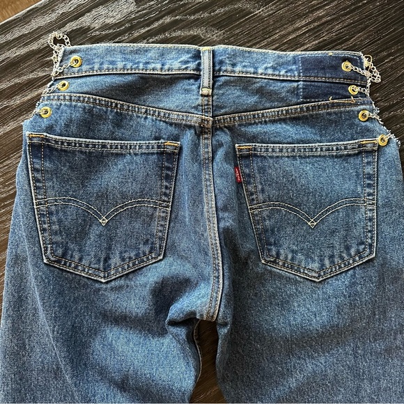 Levi’s 505 Mid-Rise Re-Worked Jeans with V-Cut Grommet Chain Linked Sides, 31 - Picture 4 of 16